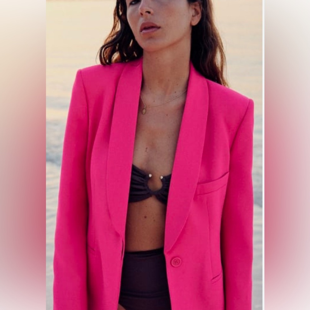 Zara pink straight cut blazer